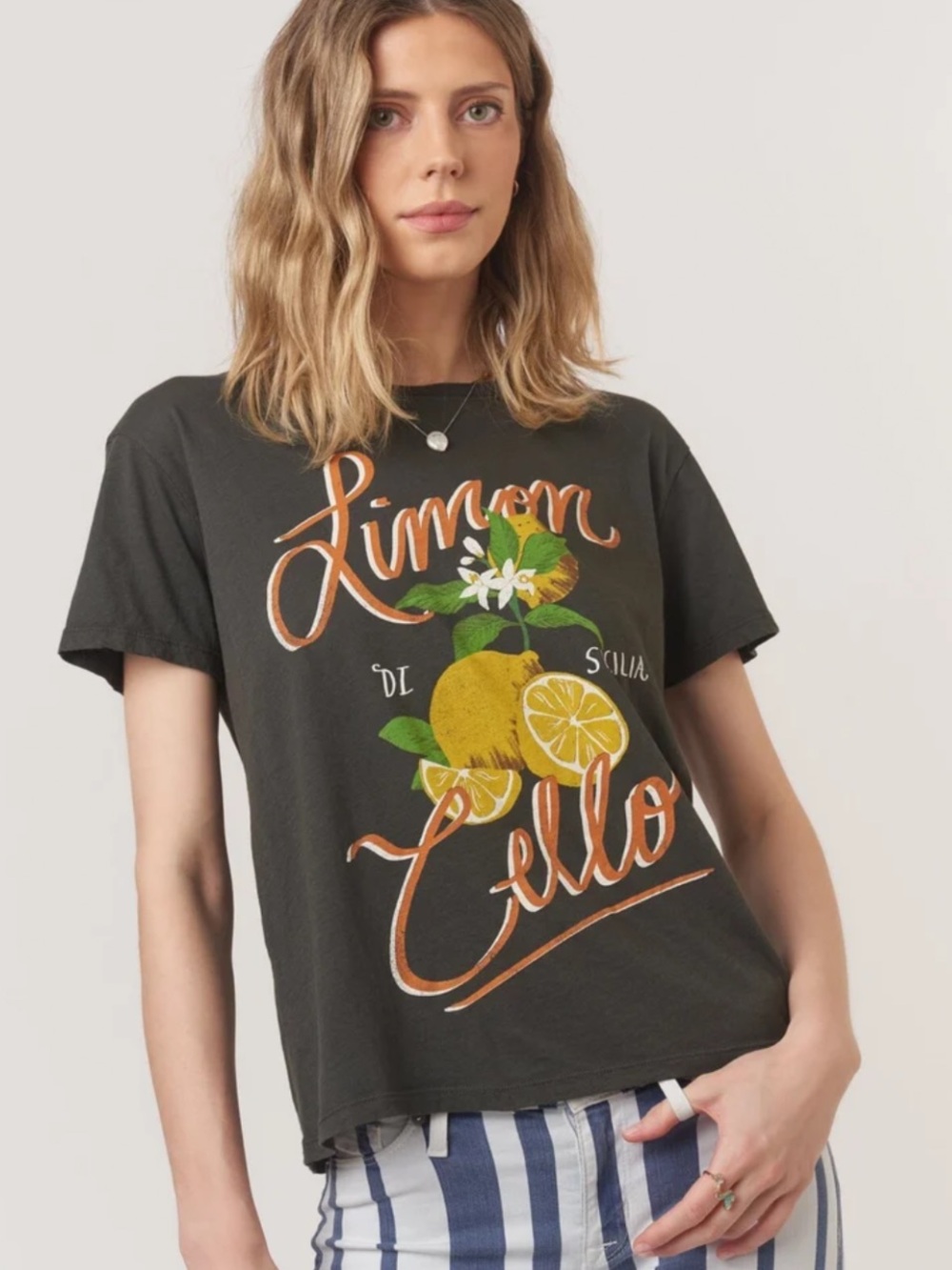 Project Social T Los Angeles Limoncello Graphic Crewneck Tee Vintage Black